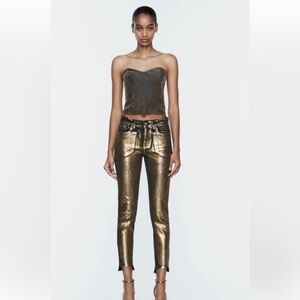 Zara Gold Ankle Cropped Jeans